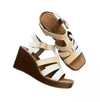 Женские босоножки на танкетке цвета костяной кости SODA, цвет bone