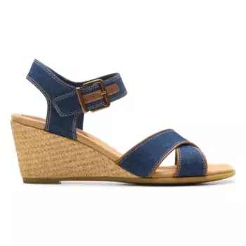 Женские босоножки на танкетке Emmalae Iris Clarks, цвет dark denim textile