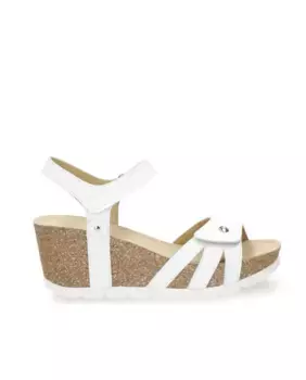 Женские босоножки на танкетке из белой кожи Panama Jack, белый