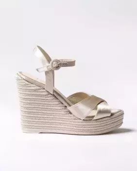 Женские босоножки на танкетке из блестящей ткани с пряжкой Toni Pons, розовый