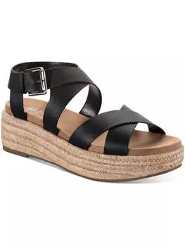 Женские босоножки на танкетке из искусственной кожи Emalinee Style & Co., цвет black smooth