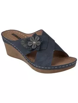 Женские босоножки на танкетке из искусственной замши Selly Good Choice, темно-синий