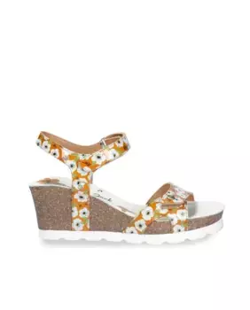 Женские босоножки на танкетке из лакированной кожи винтажного цвета Panama Jack, горчичный