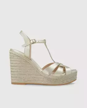 Женские босоножки на танкетке из металлизированной кожи Lodi, золотой