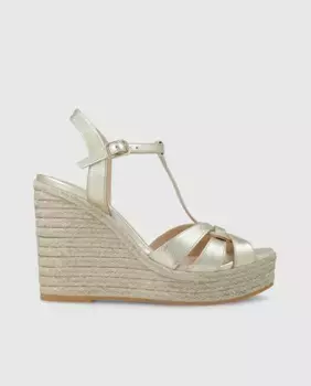 Женские босоножки на танкетке из металлизированной кожи Lodi, золото