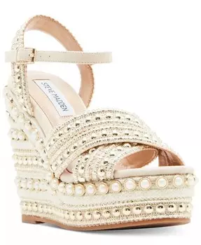 Женские босоножки на танкетке из можжевельника и рафии на платформе Steve Madden, желтый