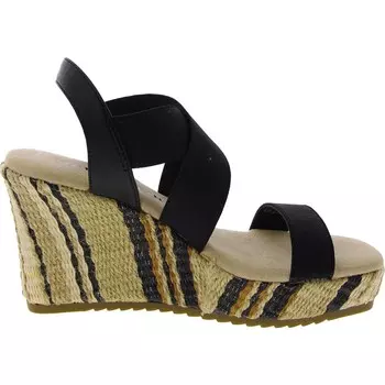 Женские босоножки на танкетке из парусины на платформе Anne Klein, цвет Black Elastic