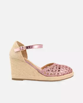 Женские босоножки на танкетке из плетеной кожи с застежкой-пряжкой Gioseppo, розовый