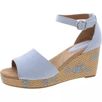 Женские босоножки на танкетке из рафии с вышивкой Seleeney Style & Co., цвет blue embroidered