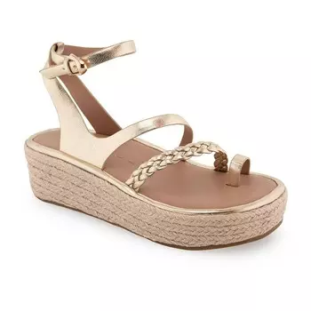 Женские босоножки на танкетке на плоской подошве Aerosoles Dolly, цвет Soft Gold Patent Pu