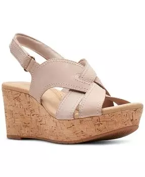 Женские босоножки на танкетке Rose Erin с плетеными ремешками Clarks, тан/бежевый