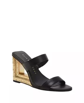 Женские босоножки на танкетке с двумя ремешками в обрамлении Katy Perry, черный