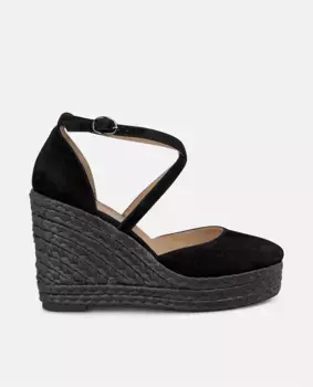 Женские босоножки на танкетке с круглым носком и мягкой подошвой Alma en Pena, черный