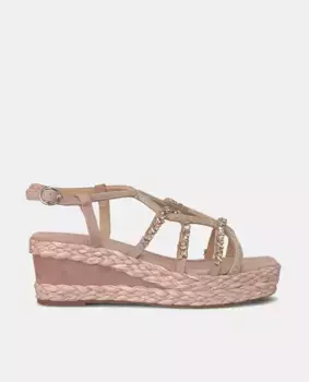 Женские босоножки на танкетке с квадратным носком и перекрещивающимися ремешками Alma en Pena, розовый