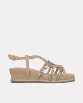 Женские босоножки на танкетке с квадратным носком и застежкой на пряжку Alma en Pena, бежевый