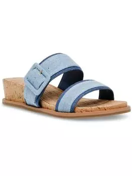 Женские босоножки на танкетке с квадратным носком от Brenda Anne Klein, цвет denim