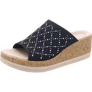 Женские босоножки на танкетке с открытым носком из пробки Bzees, черный