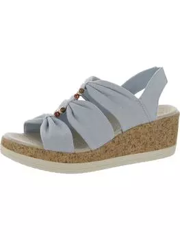 Женские босоножки на танкетке с открытым носком и ремешками Roma Bzees, цвет blue denim fabric