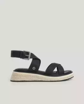 Женские босоножки на танкетке с перекрещенными ремешками Pepe Jeans, черный