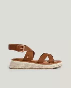 Женские босоножки на танкетке с перекрещенными ремешками Pepe Jeans, цвет Camel