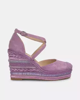 Женские босоножки на танкетке с плетенкой, скрещенными ремешками и деталями со стразами Alma en Pena, пурпурный