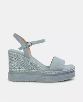 Женские босоножки на танкетке с плетеной подошвой и застежкой на пряжку Alma en Pena, синий