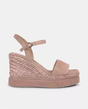 Женские босоножки на танкетке с плетеной подошвой и застежкой на пряжку Alma en Pena, розовый