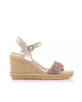 Женские босоножки на танкетке с плетеным ремешком Mustang, серебряный