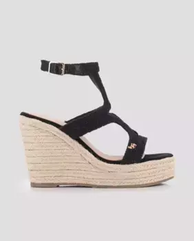Женские босоножки на танкетке с подкладкой из травы эспарто и асимметричным дизайном Blogger, черный