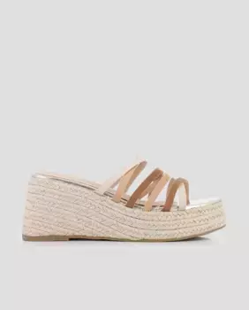 Женские босоножки на танкетке с подкладкой из травы эспарто и ремешками Blogger, коричневый