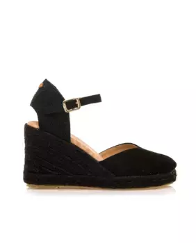 Женские босоножки на танкетке с закрытым носком Mustang, чёрный