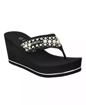 Женские босоножки на танкетке Silus с украшением GUESS, черный
