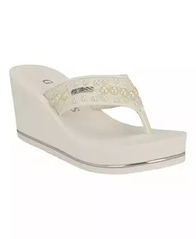 Женские босоножки на танкетке Silus с украшением GUESS, белый