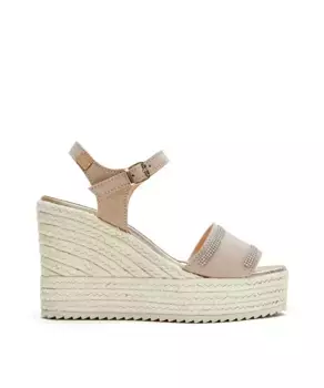 Женские босоножки на танкетке со стразами CASTELL MENORCA, бежевый