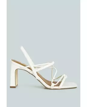 Женские босоножки на тонком блочном каблуке с двумя завязками и пяткой на пятке London Rag, бежевый