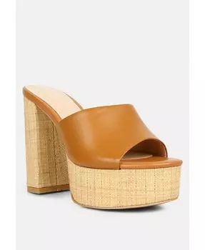 Женские босоножки на высоком блочном каблуке с открытым носком Rag & Co, коричневый/бежевый