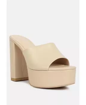 Женские босоножки на высоком блочном каблуке с открытым носком Rag & Co, коричневый/бежевый