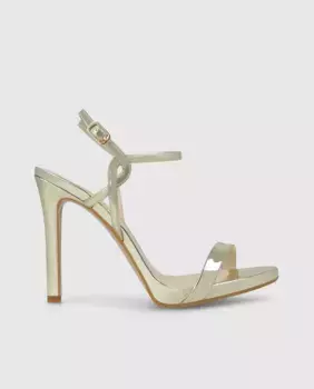 Женские босоножки на высоком каблуке из кожи с зеркальным эффектом Lodi, золотой