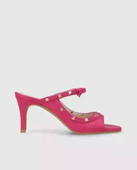 Женские босоножки на высоком каблуке из ткани с заклепками Lodi, розовый