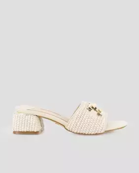 Женские босоножки на высоком каблуке с фурнитурой Blogger, натуральный