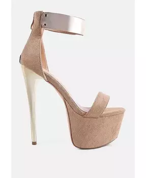 Женские босоножки на высоком каблуке с металлической лентой Cosmo Girl London Rag, бежевый