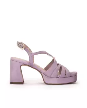 Женские босоножки на высоком каблуке с платформой и блестящей пряжкой Pedro Miralles, сиреневый