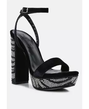 Женские босоножки на высоком каблуке с узором ZIRCON и стразами Rag & Co, черный