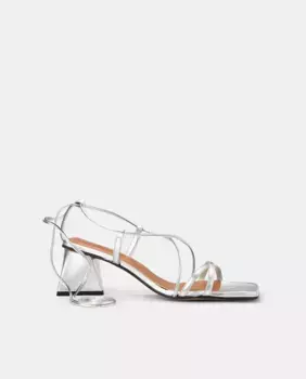 Женские босоножки на высоком каблуке со шнурками Latouche, серебряный