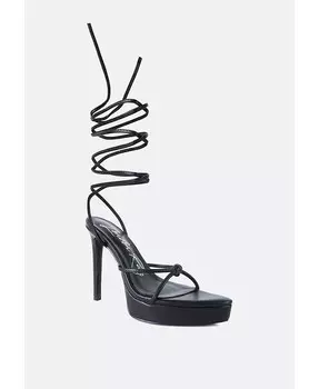 Женские босоножки на высоком каблуке со шнуровкой London Rag, черный