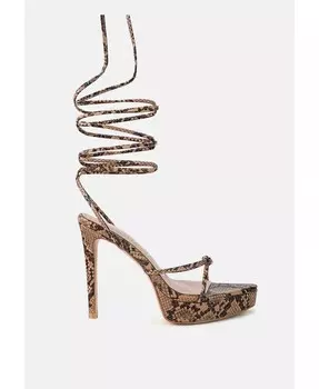 Женские босоножки на высоком каблуке со шнуровкой London Rag, бежевый