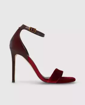 Женские босоножки на высоком каблуке в сочетании с бархатом Lodi, красный