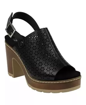Женские босоножки Olivia на деревянной платформе и каблуке с перфорированной пяткой GC Shoes, черный