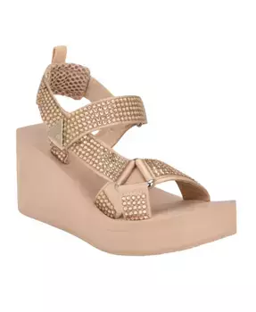 Женские босоножки-платформы Dawsin с ремешками и стразами GUESS, белый