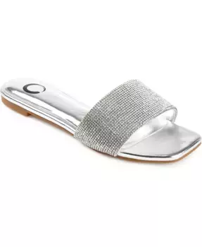 Женские босоножки-плоскодонки Grayce с камнями Journee Collection, серебряный